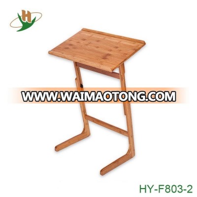 Folding swivel height adjustable bamboo wooden laptop table for sofa