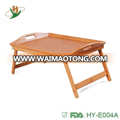 Preminum bamboo wooden breakfast bed serving tray with foldable legs